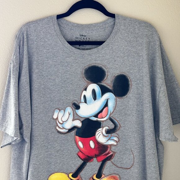 Disney Mickey Mouse T Shirt Retro Short Sleeve Heather Gray Adults Plus Size 2XL - Picture 3 of 15